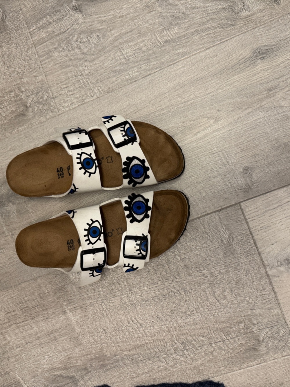 Papillio White Sandals with Blue Eye Print